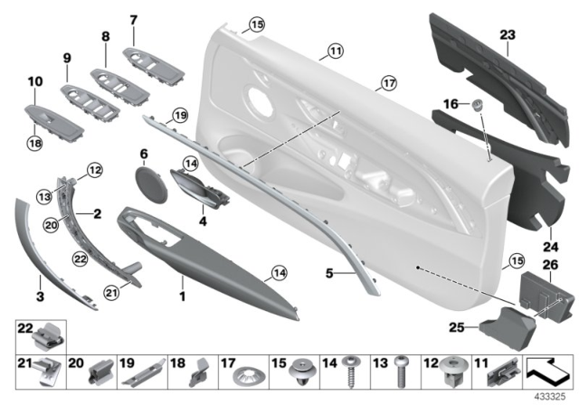 2015 BMW 435i Mounting Parts, Door Trim Panel Diagram