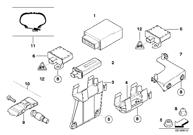 2007 BMW X5 Tire Pressure Control (RDC) - Control Unit Diagram 1