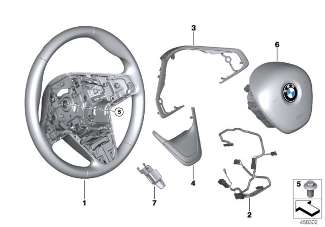 2019 BMW X1 Airbag Sports Steering Wheel Diagram