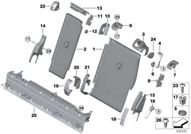 2015 BMW X5 TRIM FOR BACKREST, CENTER Diagram for 52207353659