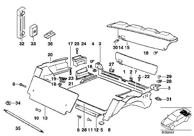 1998 BMW M3 Trunk Trim Panel Diagram