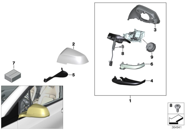 2015 BMW i3 Heated Outside Mirror, Right Diagram for 51167321004