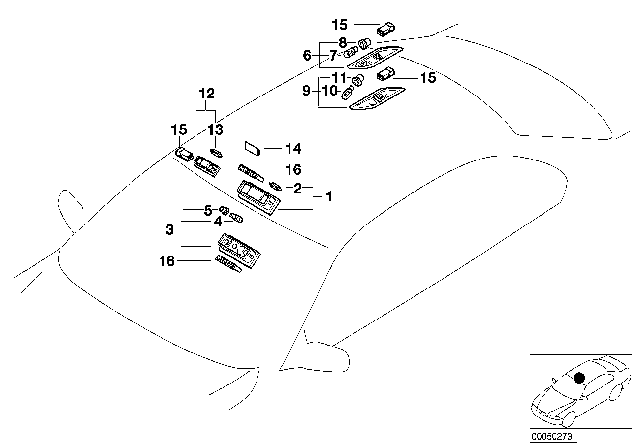 2004 BMW 325i Overhead Interior Light Diagram