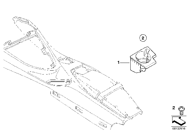 2007 BMW 650i Retrofit Drink Holder Centre Console Diagram