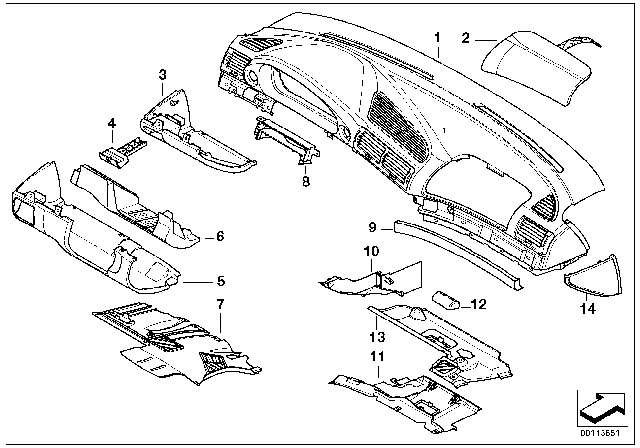 1997 BMW 740iL Right Exterior Trim Panel Diagram for 51458251750