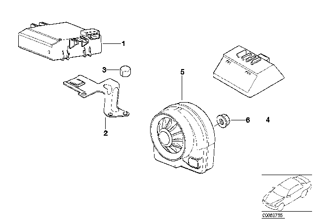 2002 BMW Z8 Radar Burglar Alarm Module Diagram for 65756916088