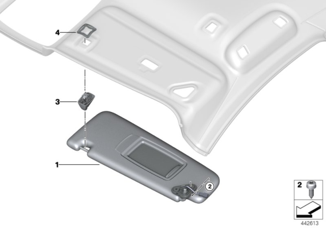 2017 BMW 740i Sun Visor, Alcantara, With Label, Right Diagram for 51167408554