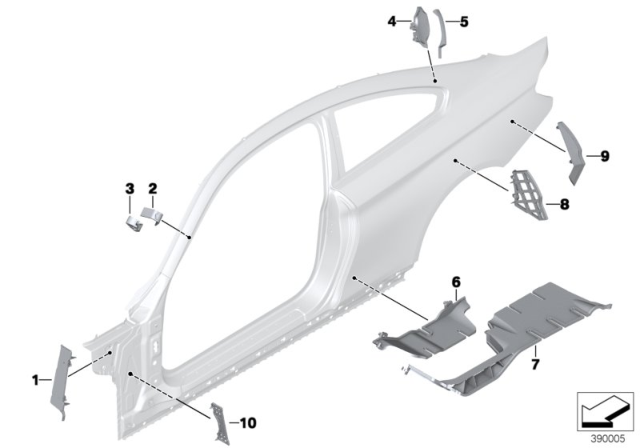 2017 BMW 440i Cavity Shielding, Side Frame Diagram