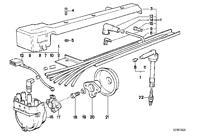 1993 BMW M5 Spark Plug Diagram for 12129061867