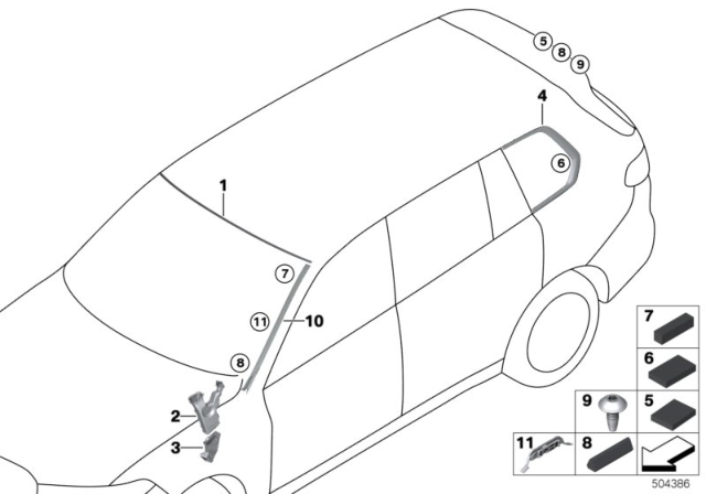 2020 BMW X7 Glazing, Mounting Parts Diagram