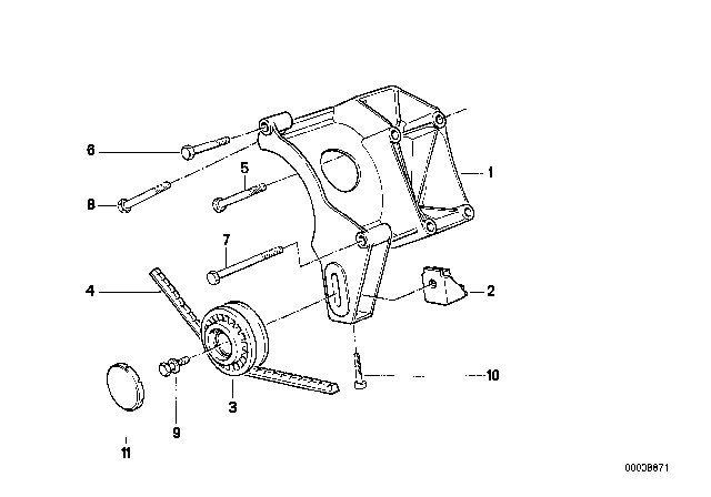 1991 BMW 318i Air Conditioning Compressor - Supporting Bracket Diagram 1
