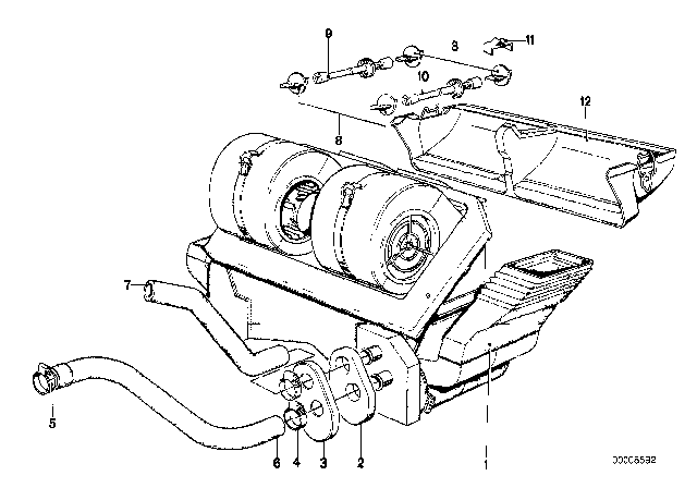 1978 BMW 633CSi Air Conditioning System - Control Shaft / Covering Diagram