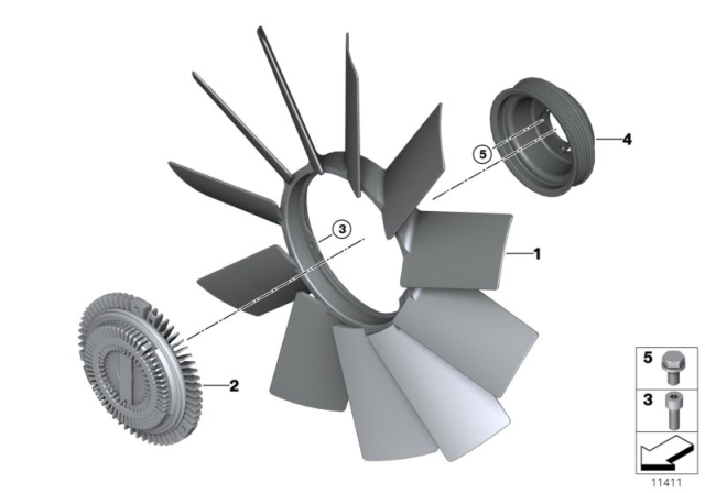 2000 BMW Z3 Cooling System - Fan / Fan Coupling Diagram