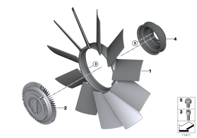 2006 BMW M3 Cooling System - Fan / Fan Coupling Diagram