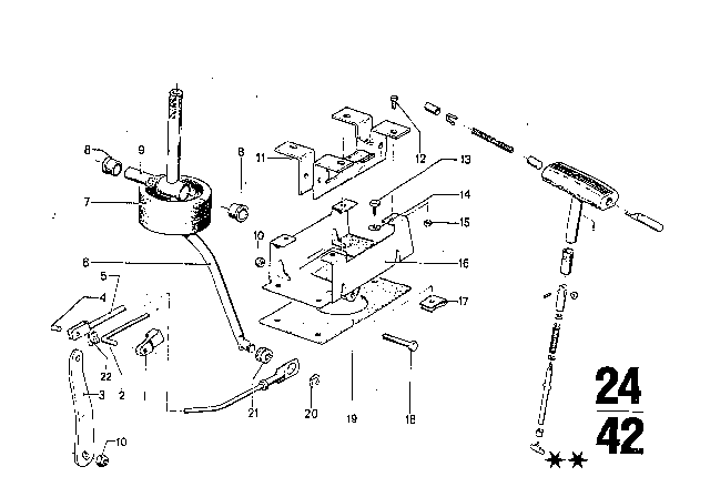 1974 BMW 3.0S Gear Shift / Parking Lock (ZF 3HP22) Diagram 1