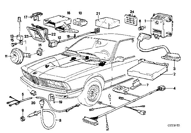 1979 BMW 633CSi Suppression Capacitor Diagram for 65811370418