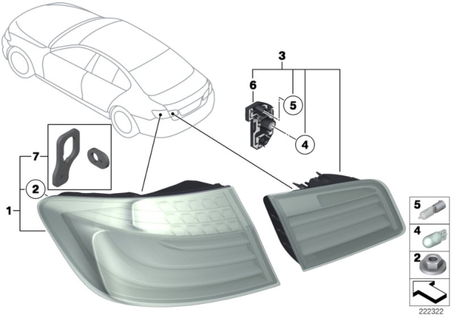 2010 BMW 528i Rear Light In Trunk Lid, Left Diagram for 63217203225