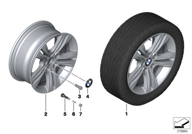 2015 BMW 328i xDrive BMW LA Wheel, Double Spoke Diagram 3