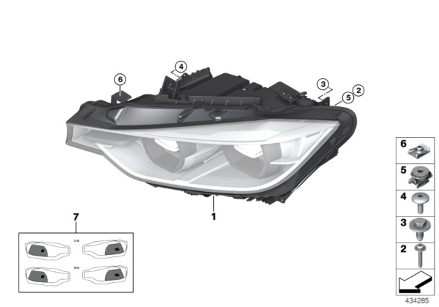 2016 BMW 340i Set Masking Foil For Headlight Diagram for 63112406786