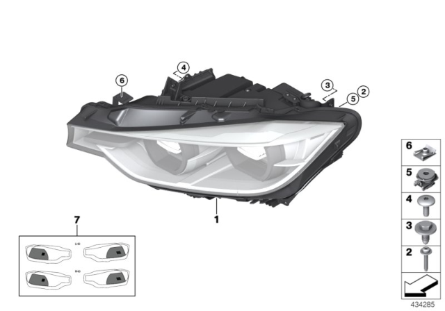 2016 BMW 340i Right Headlight Diagram for 63117419630