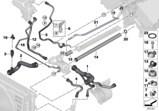 2006 BMW 760Li Cooling System Coolant Hoses Diagram