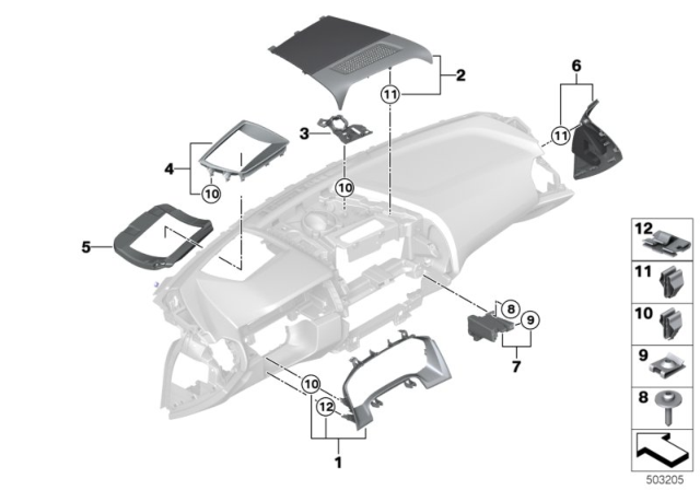 2020 BMW M8 Mounting Parts, Instrument Panel Diagram 2