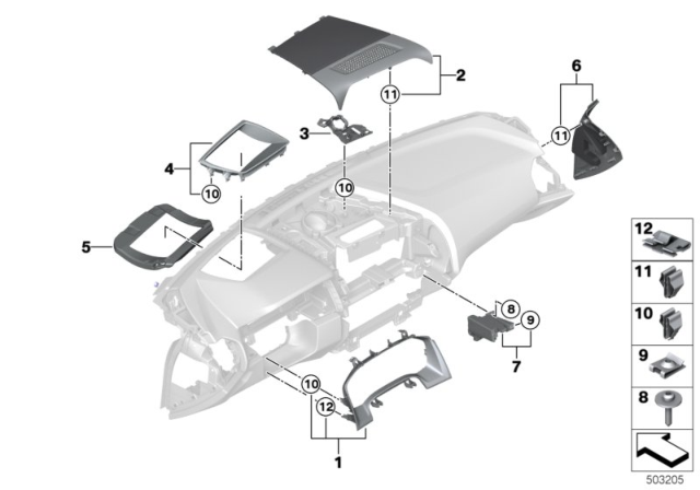 2020 BMW 840i xDrive Gran Coupe Mounting Parts, Instrument Panel Diagram 2