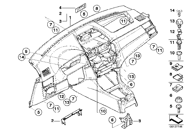 2005 BMW X3 Trim Panel Dashboard Diagram for 51453415486