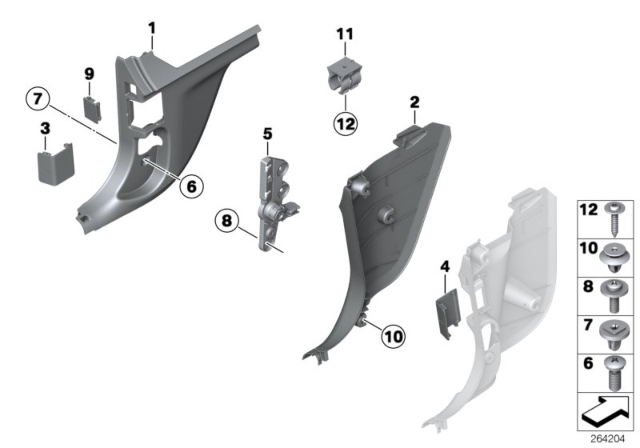 2018 BMW 230i Trim Panel Leg Room Diagram