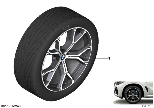 2020 BMW X5 BMW Light-Alloy Wheel, V-Spoke Diagram 2