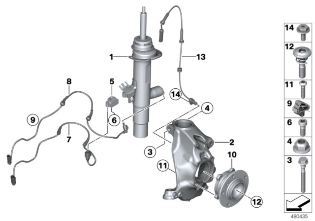 2014 BMW 328d xDrive Spring Strut, Front VDC / Mounting Parts Diagram