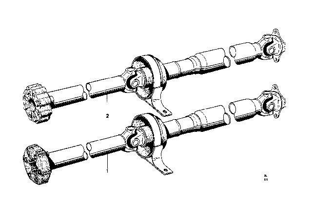 1969 BMW 2000 Drive Shaft, Universal Joint / Centre Mounting Diagram 1