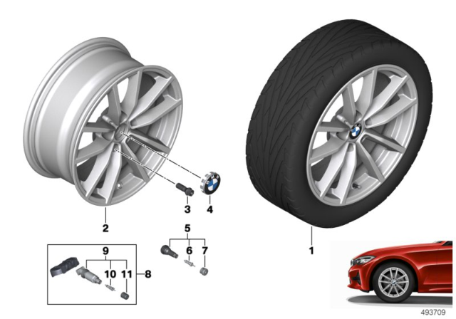 2020 BMW M340i BMW LA Wheel, V-Spoke Diagram 3