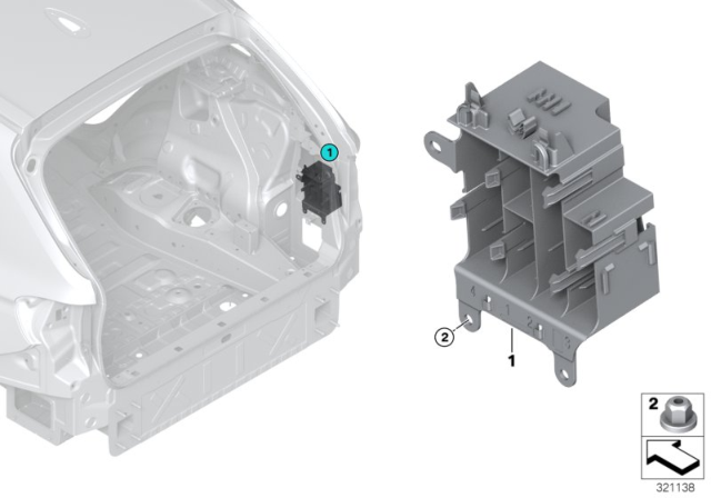 2018 BMW X6 Device Holder, Luggage Compartment Diagram