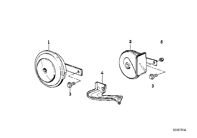 2002 BMW Z3 M High Pitch Horn Diagram for 61332693382