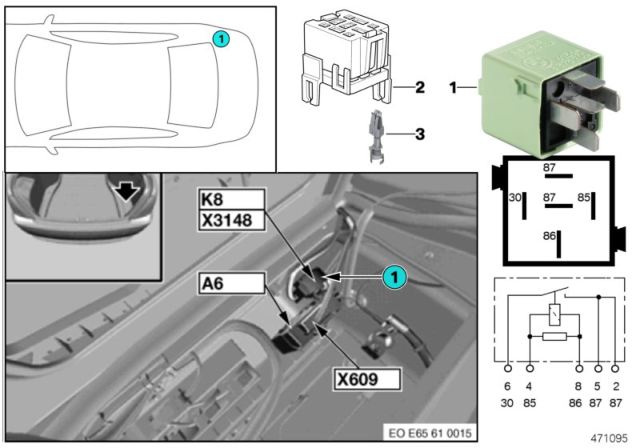 2006 BMW 760Li Relay, Wiper Rest Position Heating Diagram