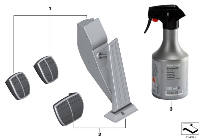 2008 BMW 328xi Set Of High-Grade Steel Pedal Covers Diagram