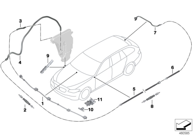 2011 BMW X6 Single Parts For Windshield Cleaning Diagram