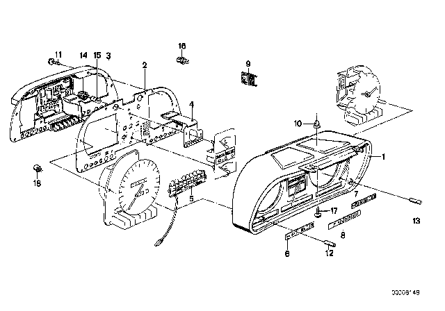 1988 BMW 535i Instruments Combination - Single Components Diagram