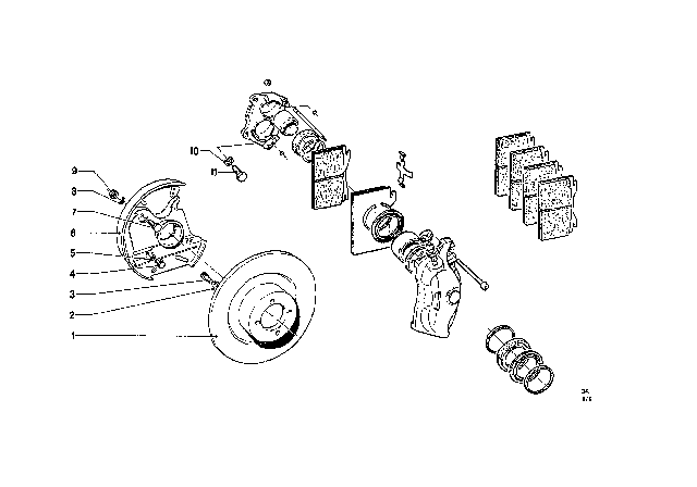 1969 BMW 2000 Front Wheel Brake Diagram