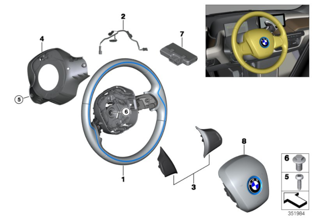 2018 BMW i3 Steering Wheel, Leather Diagram