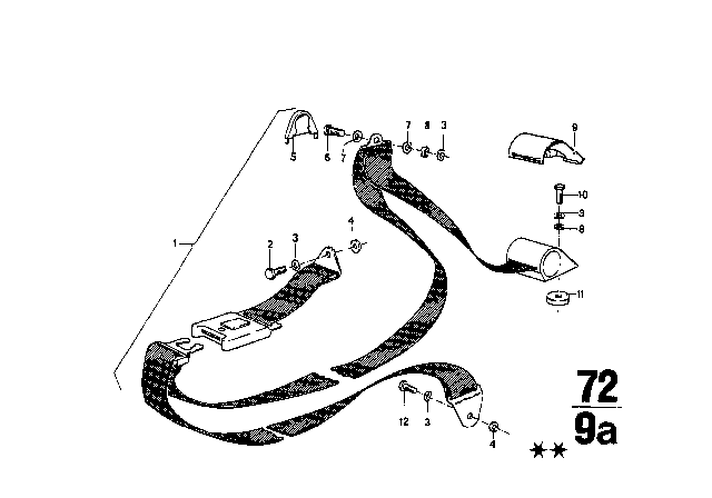 1972 BMW 2002 Safety Belt Rear Diagram