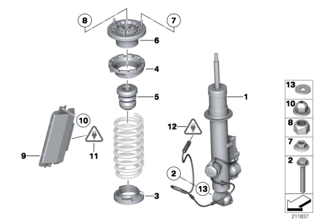 2011 BMW 740i Spring Strut, Rear Diagram