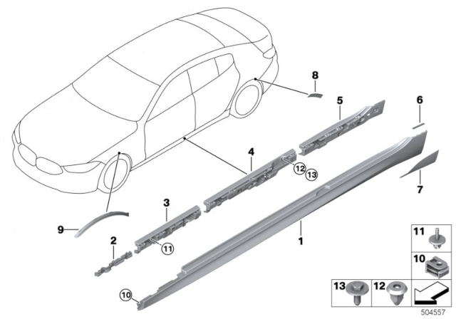 2020 BMW 840i xDrive Gran Coupe Cover Door Sill / Wheel Arch Diagram