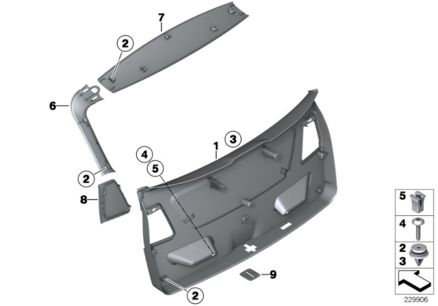 2016 BMW X3 Upper Trunk Lid Trim Panel Diagram for 51497250627