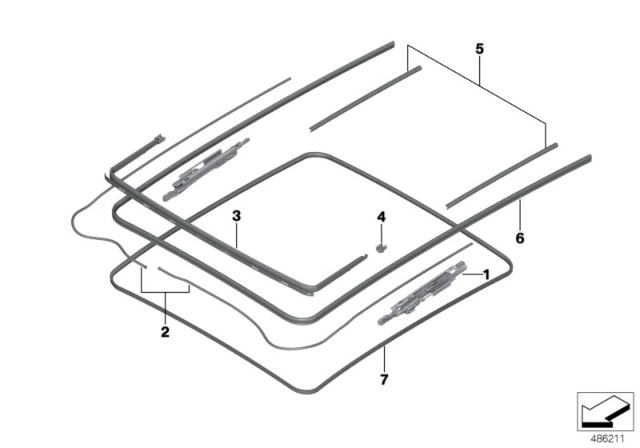 2020 BMW X3 Panorama Glass Roof Diagram 2