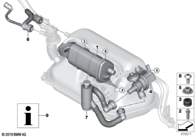 2014 BMW i3 Activated Charcoal Filter / Fuel Ventilate Diagram