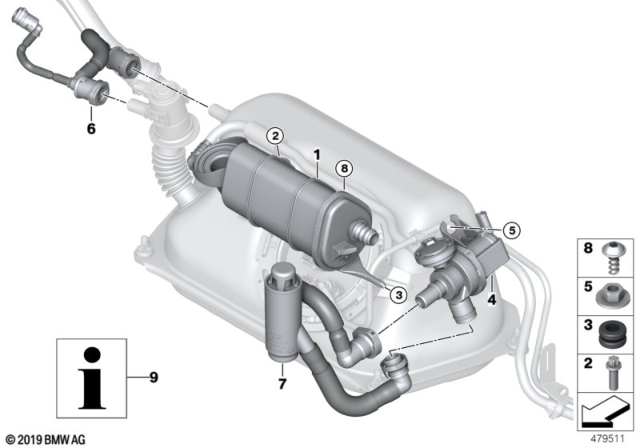 2018 BMW i3s Activated Charcoal Filter / Fuel Ventilate Diagram