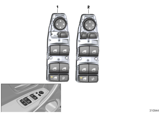 2014 BMW 328i GT xDrive Switch, Window Lifter, Driver's Side Diagram