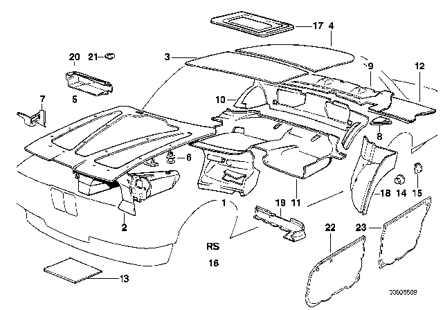 1991 BMW M5 Sound Insulation Diagram
